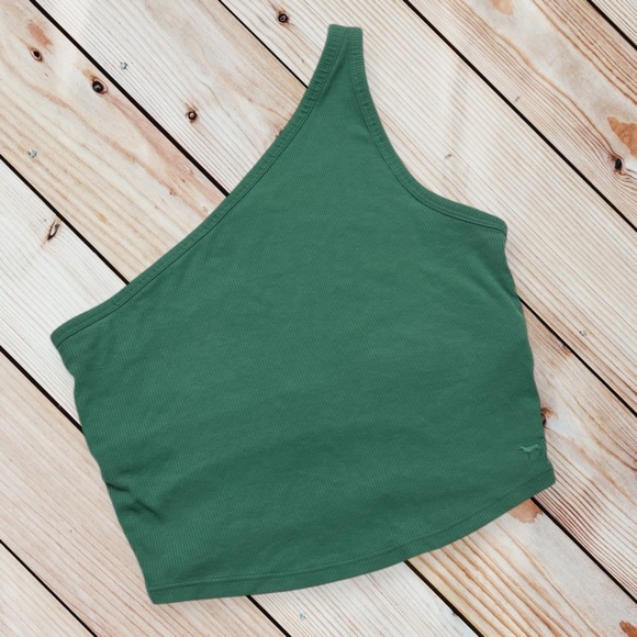 VS Pink S green one shoulder tank with shelf bra - Picture 2 of 12